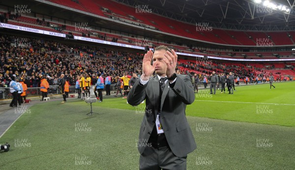 070218 - Tottenham Hotspur v Newport County, FA Cup Round 4 Replay - Newport County manager Michael Flynn applauds the fans at the end of the match