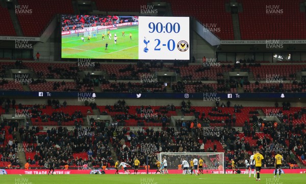 070218 - Tottenham Hotspur v Newport County, FA Cup Round 4 Replay - The scoreboard displays the final score as the game finishes