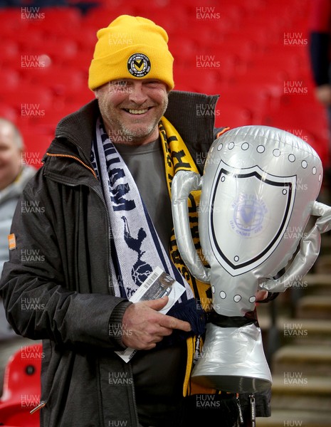 070218 - Tottenham Hotspur v Newport County - FA Cup Fourth Round Replay -  An early Newport fan at Wembley with his own FA Cup 