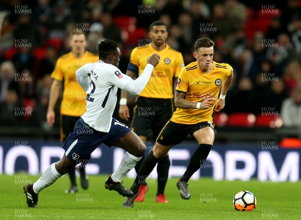 070218 - Tottenham Hotspur v Newport County - FA Cup Fourth Round Replay -  Ben White of Newport on the attack