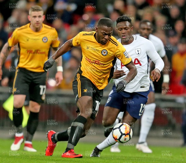 070218 - Tottenham Hotspur v Newport County - FA Cup Fourth Round Replay -  Frank Nouble of Newport on the attack