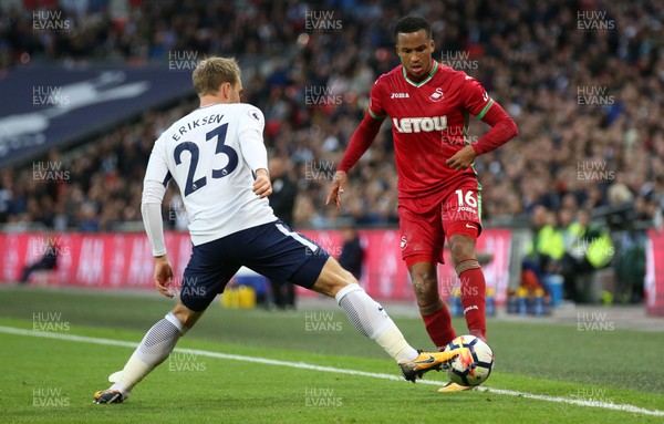 160917 - Tottenham Hotspur v Swansea City - Premier League - Martin Olsson of Swansea City takes on Christian Eriksen of Tottenham Hotspur