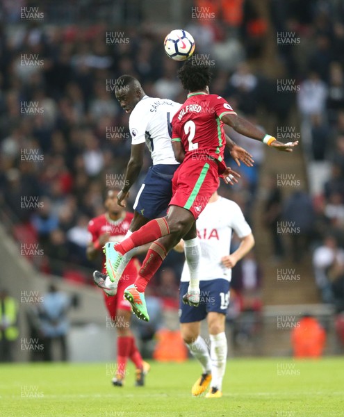 160917 - Tottenham Hotspur v Swansea City - Premier League - Wilfried Bony of Swansea City  challenges Davinson Sanchez of Tottenham Hotspur