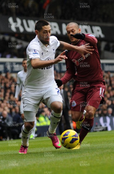 090213 Tottenham Hotspur v Newcastle United - Barclays Premier League - Tottenham's Clint Dempsey takes on Yoan Gouffran of Newcastle 