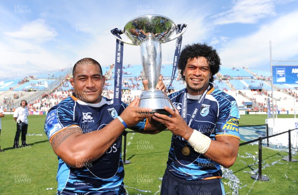 23.05.10 - Cardiff Blues v Toulon - Amlin Challenge Cup Final 2010 - Taufa'au Filise and Maama Molitika of Cardiff Blues celebrate winning the Challenge Cup. 