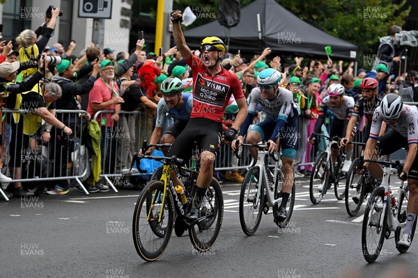 070925 - Picture shows Olav Kooij as he crosses the finish line to win the final stage of the Tour of Britain from Newport to Cardiff