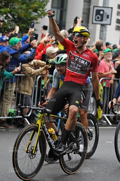 070925 - Picture shows Olav Kooij as he crosses the finish line to win the final stage of the Tour of Britain from Newport to Cardiff