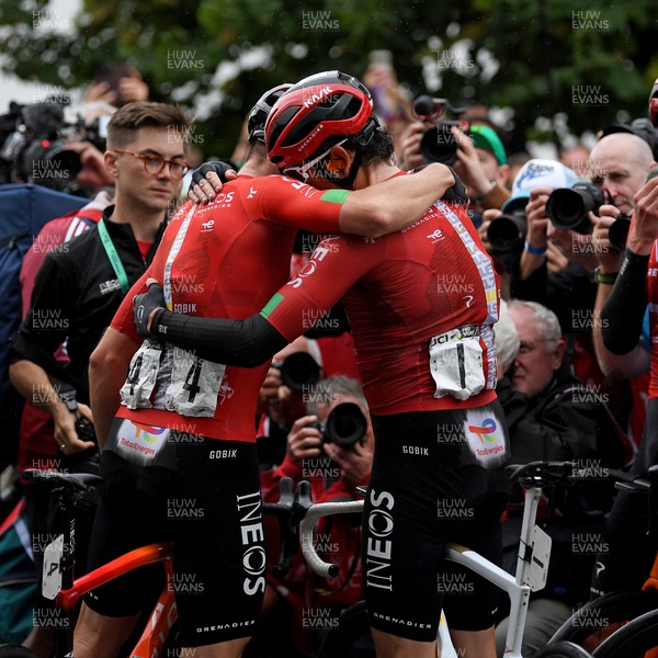 070925 - Picture shows an emotional Geraint Thomas as he crosses the finish line in Cardiff in his last ever race in Wales in the final stage of the Tour of Britain from Newport to Cardiff to end his career