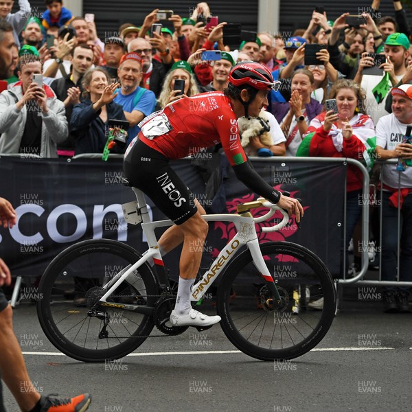 070925 - Picture shows an emotional Geraint Thomas as he crosses the finish line in Cardiff in his last ever race in Wales in the final stage of the Tour of Britain from Newport to Cardiff to end his career