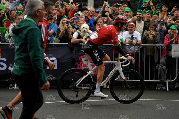 070925 - Picture shows an emotional Geraint Thomas as he crosses the finish line in Cardiff in his last ever race in Wales in the final stage of the Tour of Britain from Newport to Cardiff to end his career