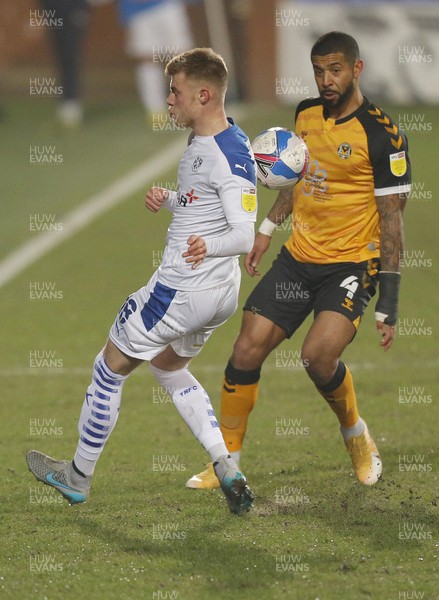 020321 - Tranmere Rovers v Newport County - Sky Bet League 2 - Calum Macdonald of Tranmere Rovers and Joss Labadie of Newport County