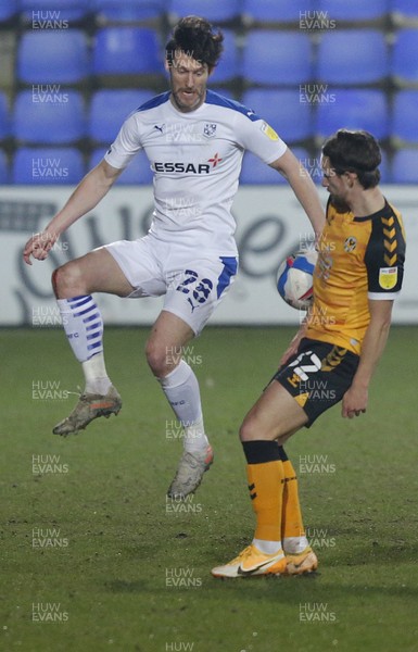 020321 - Tranmere Rovers v Newport County - Sky Bet League 2 - David Nugent of Tranmere Rovers and Liam Shephard of Newport County