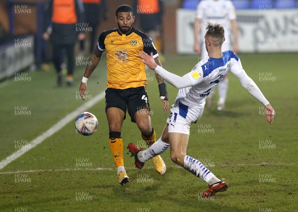 020321 - Tranmere Rovers v Newport County - Sky Bet League 2 - Joss Labadie of Newport County and George Ray of Tranmere Rovers