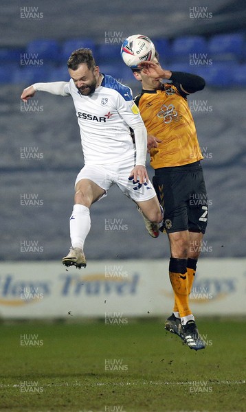 020321 - Tranmere Rovers v Newport County - Sky Bet League 2 - Mickey Demetriou of Newport County and Danny Lloyd of Tranmere Rovers 