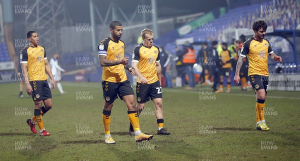 020321 - Tranmere Rovers v Newport County - Sky Bet League 2 - Newport look dejected as they walk off the pitch at the end of the match