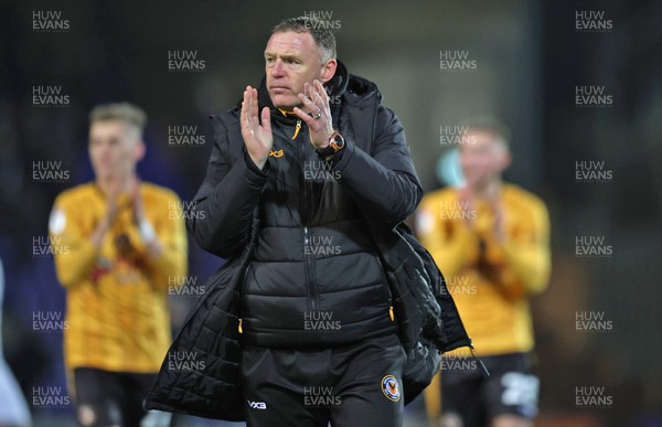 091223 - Tranmere Rovers v Newport County - Sky Bet League 2 - Manager Graham Coughlan of Newport County looking dejected after losing 2-1 applauds the fans at the end of the match