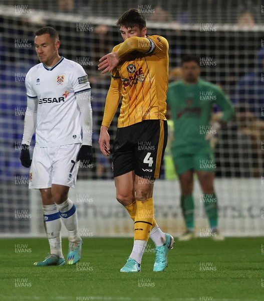 091223 - Tranmere Rovers v Newport County - Sky Bet League 2 - Ryan Delaney of Newport County dejected as Tranmere score their 2nd goal