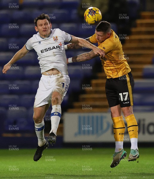 091223 - Tranmere Rovers v Newport County - Sky Bet League 2 - Scot Bennett of Newport County and Connor Jennings of Tranmere Rovers