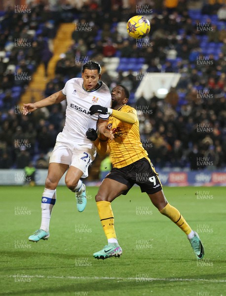 091223 - Tranmere Rovers v Newport County - Sky Bet League 2 - Omar Bogle of Newport County and Joe Varney of Tranmere Rovers