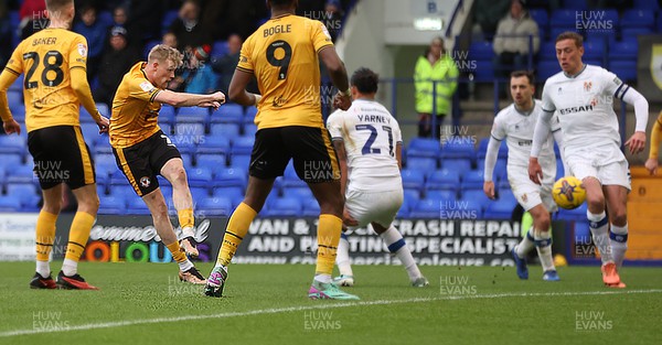 091223 - Tranmere Rovers v Newport County - Sky Bet League 2 - Will Evans of Newport County scores the 1st goal of the match