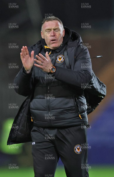 091223 - Tranmere Rovers v Newport County - Sky Bet League 2 - Manager Graham Coughlan of Newport County applauds the fans looking dejected after losing 2-1