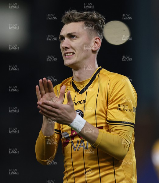 091223 - Tranmere Rovers v Newport County - Sky Bet League 2 - Nathan Wood of Newport County applauds the fans at the end of the match