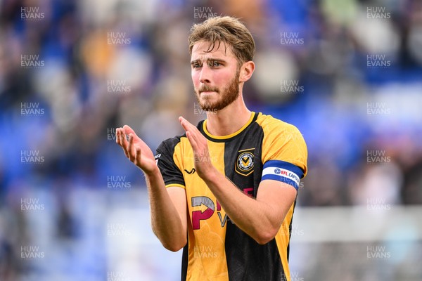 130925 - Tranmere Rovers v Newport County - Sky Bet League 2 - Matthew Baker of Newport County applauds the fans at the end of the game