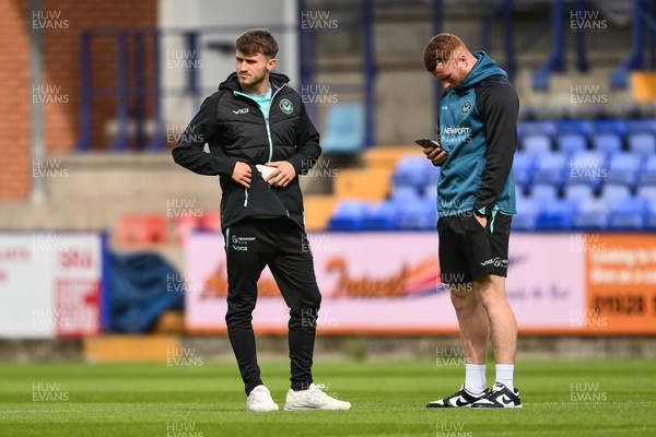130925 - Tranmere Rovers v Newport County - Sky Bet League 2 - Ben Lloyd of Newport County and Lee Jenkins of Newport County arrive ahead of the game
