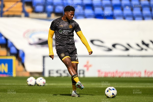130925 - Tranmere Rovers v Newport County - Sky Bet League 2 - Bobby Kamwa of Newport County during the pre-game warmup