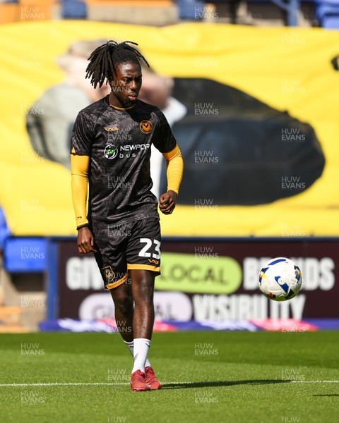 130925 - Tranmere Rovers v Newport County - Sky Bet League 2 - Michael Reindorf of Newport County during the pre-game warmup
