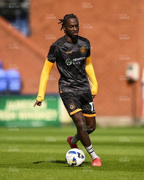130925 - Tranmere Rovers v Newport County - Sky Bet League 2 - Cameron Antwi of Newport County during the pre-game warmup