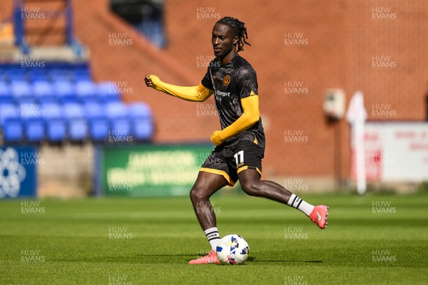130925 - Tranmere Rovers v Newport County - Sky Bet League 2 - Cameron Antwi of Newport County during the pre-game warmup