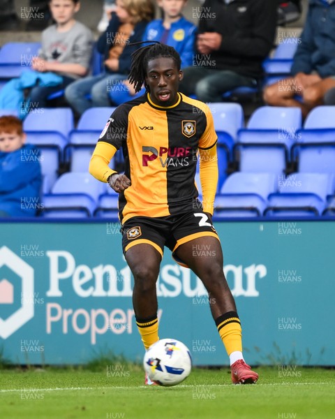 130925 - Tranmere Rovers v Newport County - Sky Bet League 2 - Michael Reindorf of Newport County makes a break with the ball