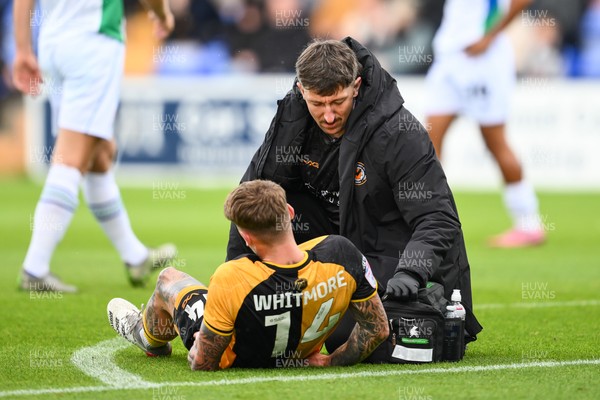 130925 - Tranmere Rovers v Newport County - Sky Bet League 2 - Kai Whitmore of Newport County receives treatment for an injury
