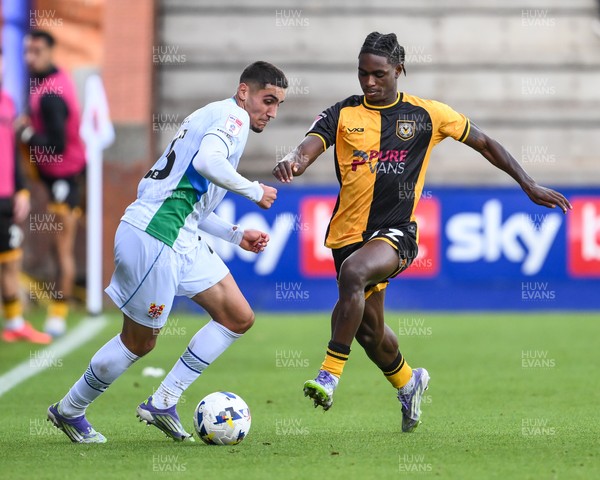 130925 - Tranmere Rovers v Newport County - Sky Bet League 2 - Habeeb Ogunneye of Newport County and Taylan Harris of Tranmere Rovers battle for the ball