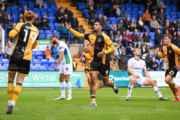 130925 - Tranmere Rovers v Newport County - Sky Bet League 2 - Courtney Baker-Richardson of Newport County celebrates his goal to make it  1-1