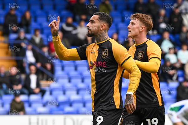 130925 - Tranmere Rovers v Newport County - Sky Bet League 2 - Courtney Baker-Richardson of Newport County celebrates his goal to make it  1-1