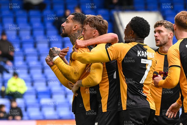 130925 - Tranmere Rovers v Newport County - Sky Bet League 2 - Courtney Baker-Richardson of Newport County celebrates his goal to make it  1-1