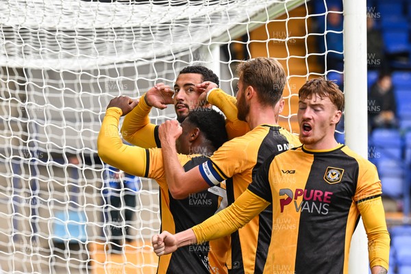 130925 - Tranmere Rovers v Newport County - Sky Bet League 2 - Courtney Baker-Richardson of Newport County celebrates his goal to make it  1-1