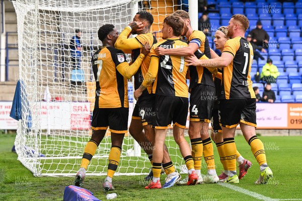 130925 - Tranmere Rovers v Newport County - Sky Bet League 2 - Courtney Baker-Richardson of Newport County celebrates his goal to make it  1-1