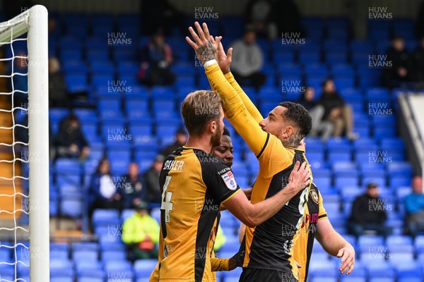 130925 - Tranmere Rovers v Newport County - Sky Bet League 2 - Courtney Baker-Richardson of Newport County celebrates his goal to make it  1-1