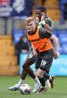 180323 - Tranmere Rovers v Newport County - Sky Bet League 2 - Will Evans of Newport County and  n9 warm up