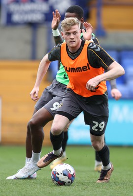 180323 - Tranmere Rovers v Newport County - Sky Bet League 2 - Will Evans of Newport County and  n9 warm up