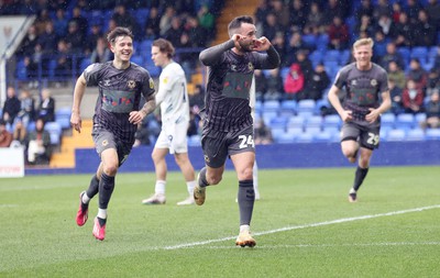 180323 - Tranmere Rovers v Newport County - Sky Bet League 2 - Aaron Wildig of Newport County scores the opening goal…cele