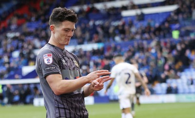 180323 - Tranmere Rovers v Newport County - Sky Bet League 2 - Calum Kavanagh of Newport County puts the 3rd goal past Goalkeeper Joe Murphy of Tranmere Rovers…cele