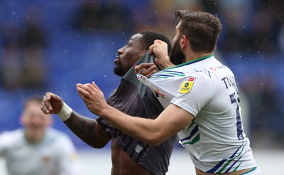 180323 - Tranmere Rovers v Newport County - Sky Bet League 2 - Omar Bogle of Newport County and Jordan Turnbull of Tranmere Rovers