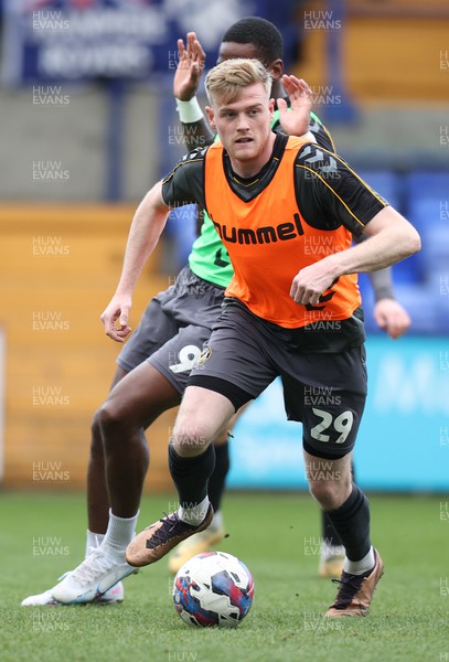 180323 - Tranmere Rovers v Newport County - Sky Bet League 2 - Will Evans of Newport County and  n9 warm up