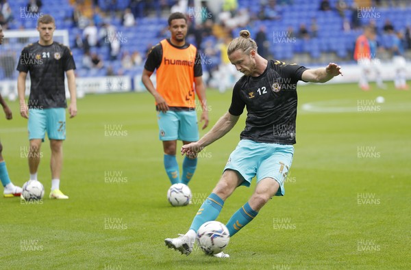 210821 - Tranmere Rovers v Newport County - Sky Bet League 2 - Alex Fisher of Newport County warms up before the match