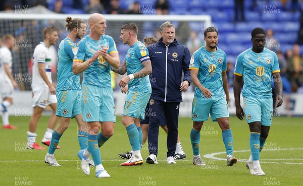 210821 - Tranmere Rovers v Newport County - Sky Bet League 2 - Wayne Hatswell celebrates with Newport at the end of the game