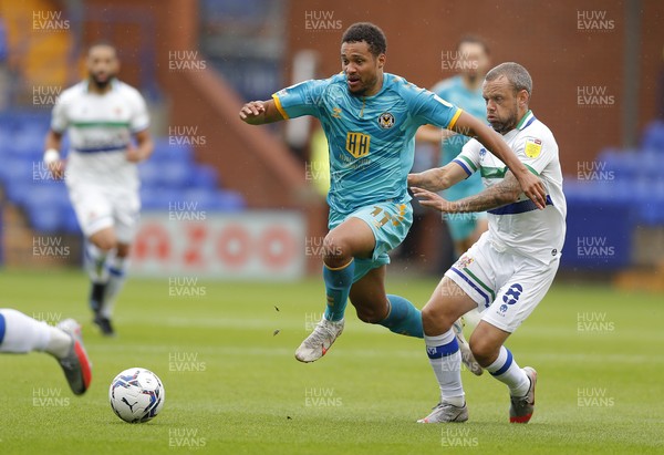 210821 - Tranmere Rovers v Newport County - Sky Bet League 2 - Jermaine Hylton of Newport County and Jay Spearing of Tranmere Rovers